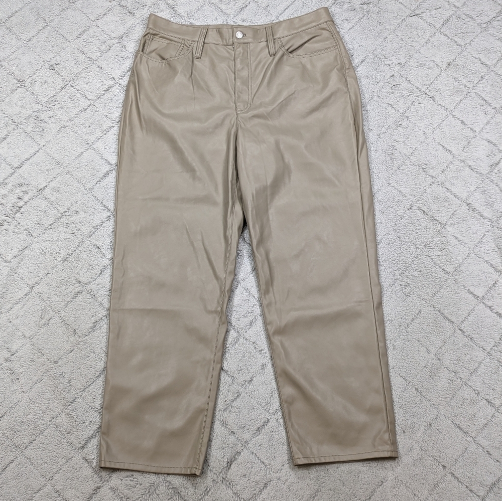 Madewell Jeans Women's 32 Tan Pumice Perfect Vintage Straight Faux Leather 28”